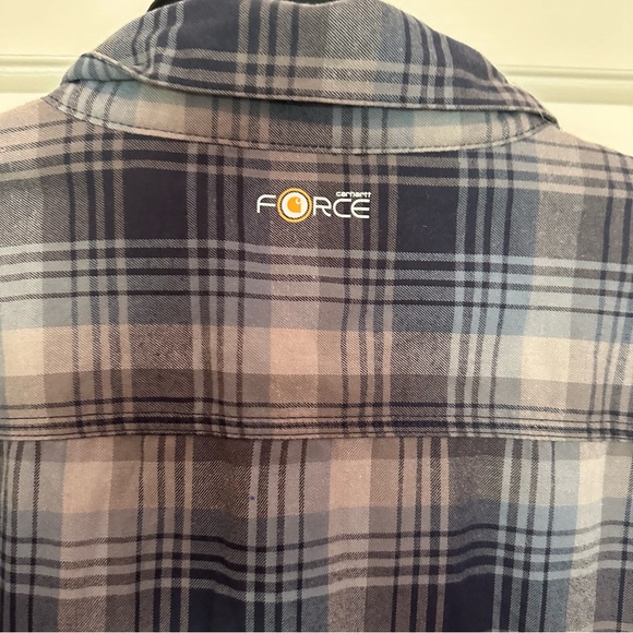 Carhartt Men’s Relaxed Fit Blue Gray Long Sleeve Plaid Button Down Shirt 2XL XXL - Picture 6 of 8